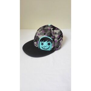 Neff Snapback Hat Grey Camo Purple Teal SuckerFace Patch Flat Brim Cap Skater